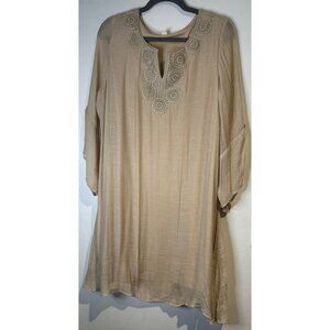 Indigo Rose PXL Boho Dress Lace Trim Flowy 3/4 Sleeve Cottagecore Soft Tunic